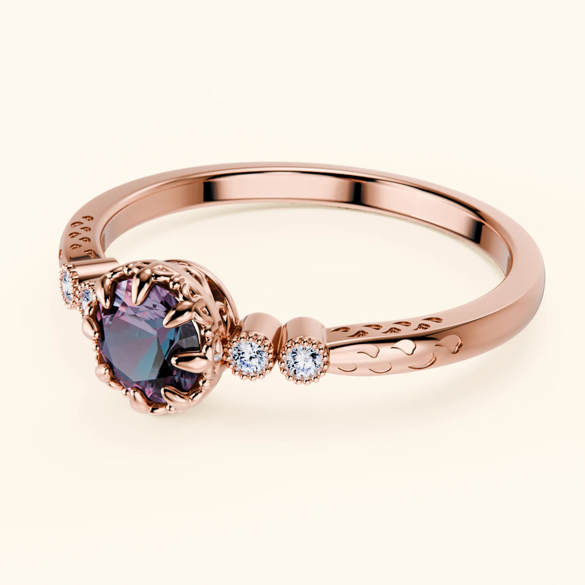 Engagement Ring Clarté - 0.55ct Lab Alexandrite with Lab Diamond Side Stones