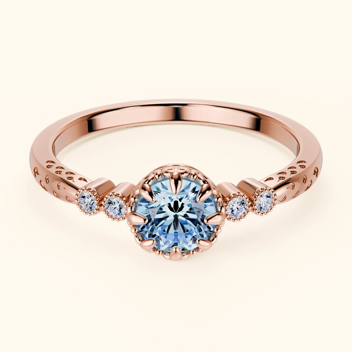 Engagement Ring Clarté - 0.5ct Lab Blue Diamond with Lab Diamond Side Stones