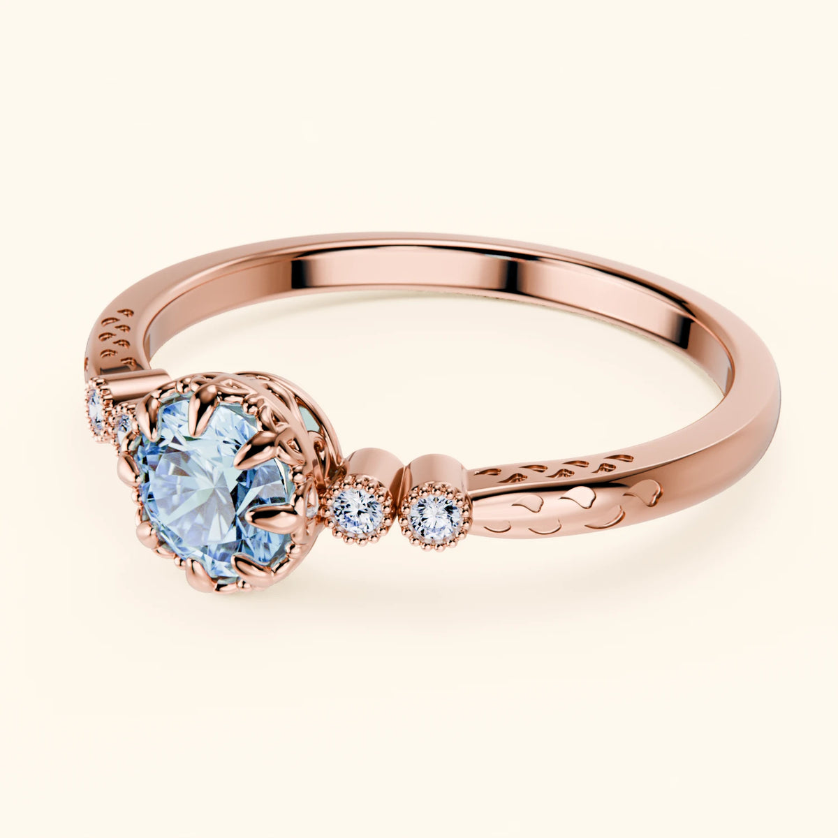 Engagement Ring Clarté - 0.5ct Lab Blue Diamond with Lab Diamond Side Stones
