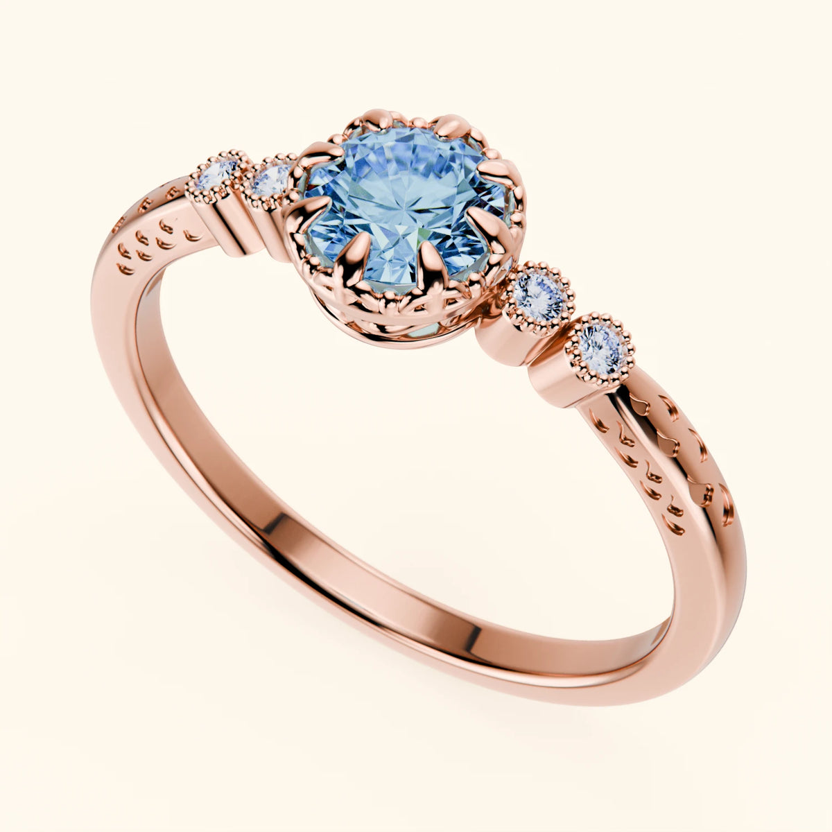 Engagement Ring Clarté - 0.5ct Lab Blue Diamond with Lab Diamond Side Stones
