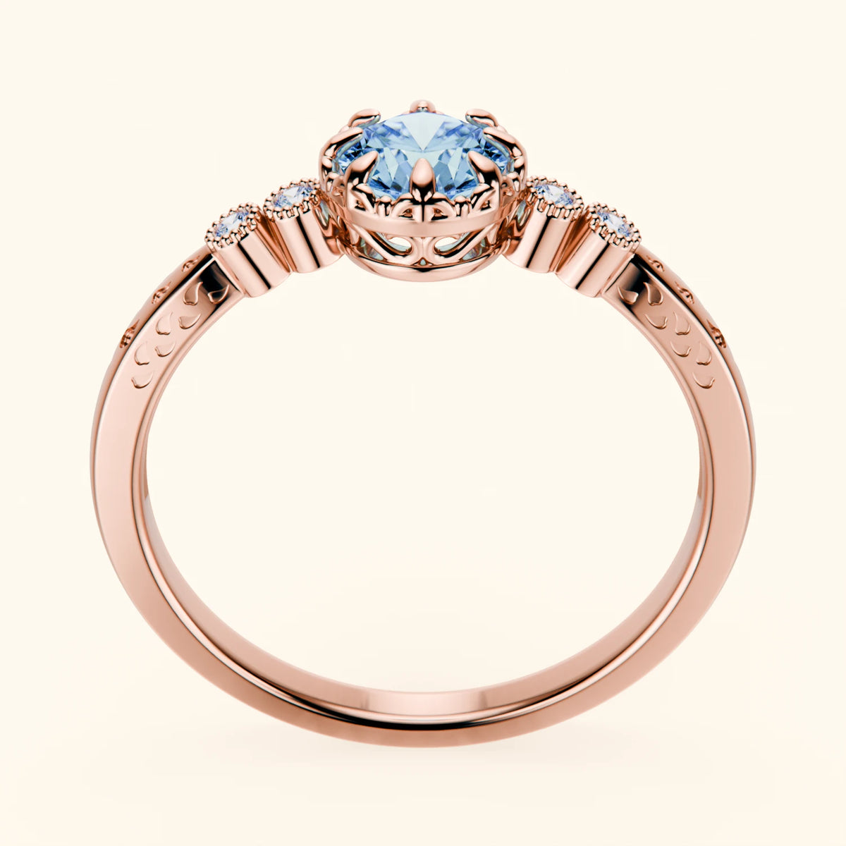 Engagement Ring Clarté - 0.5ct Lab Blue Diamond with Lab Diamond Side Stones