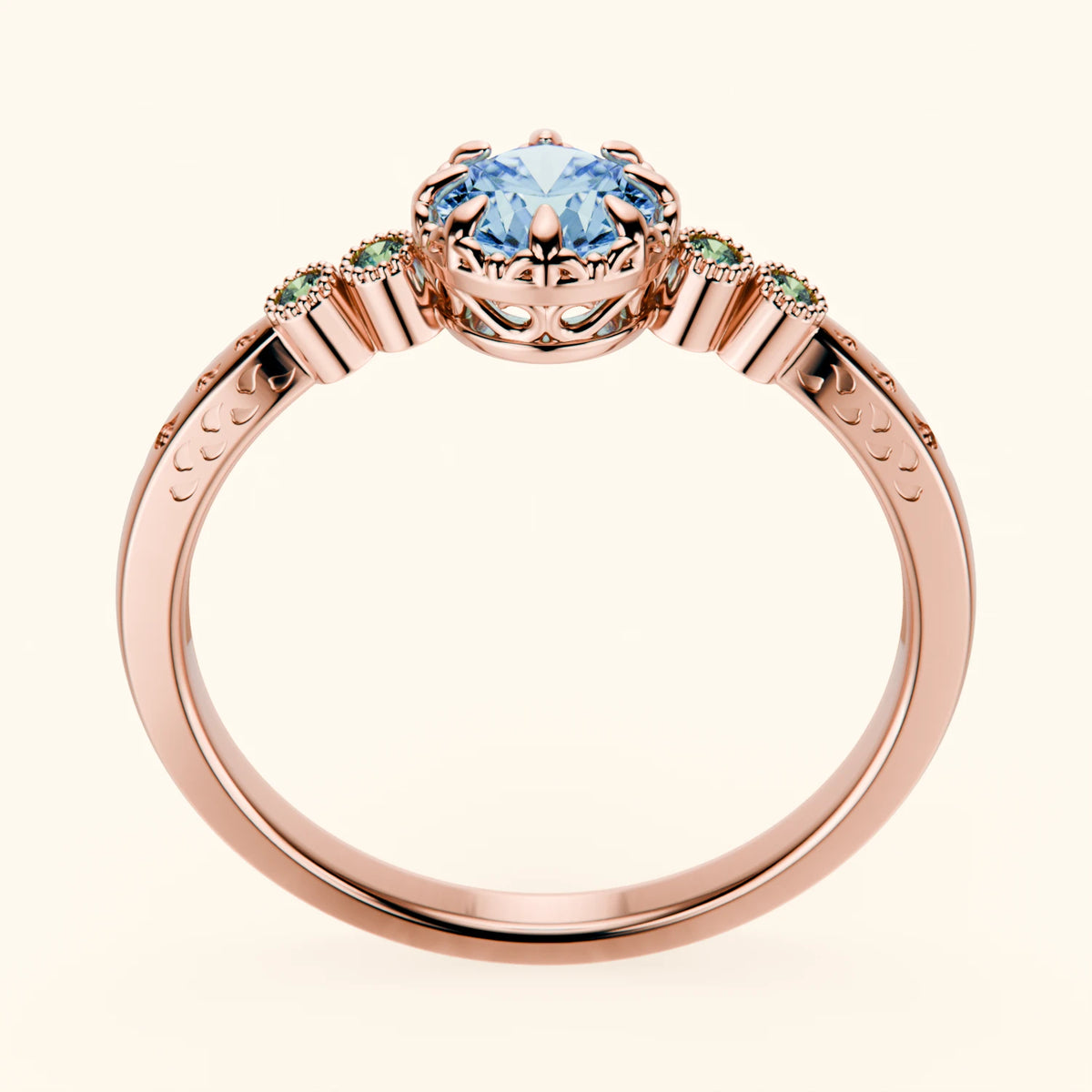 Engagement Ring Clarté - 0.5ct Lab Blue Diamond with Lab Green Diamond Side Stones
