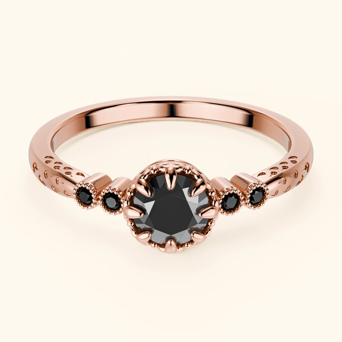 Engagement Ring Clarté - 0.5ct Black Diamond with Black Diamond Side Stones