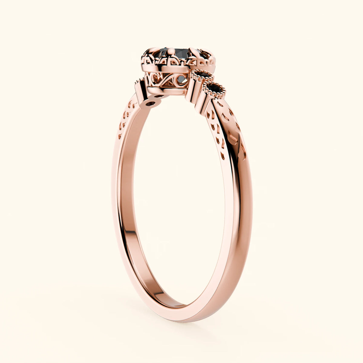 Engagement Ring Clarté - 0.5ct Black Diamond with Black Diamond Side Stones