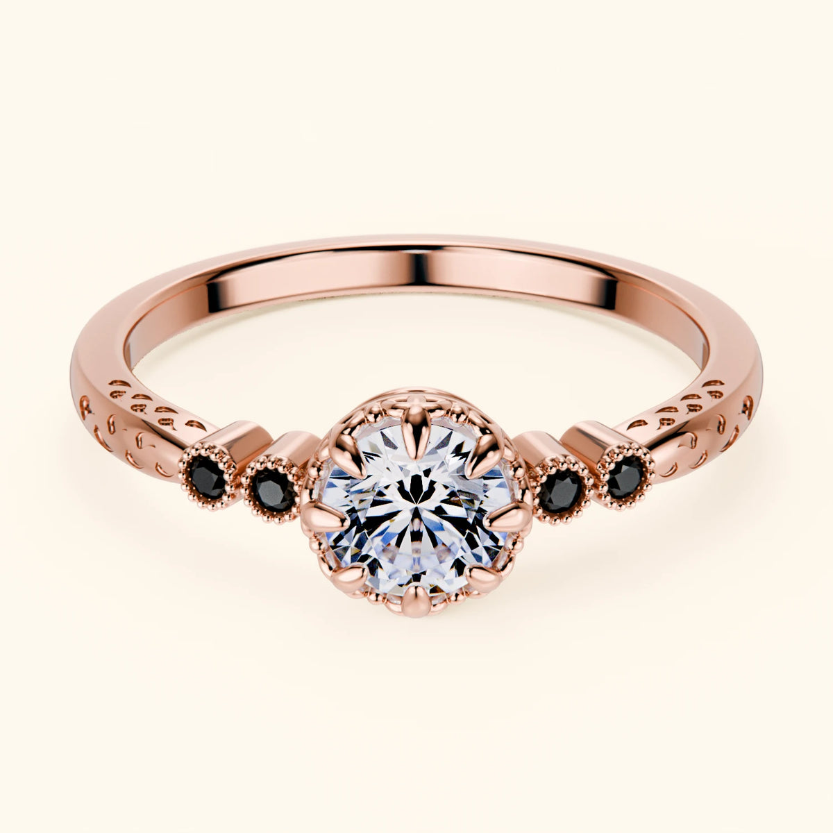Engagement Ring Clarté - 0.5ct Natural Diamond with Black Diamond Side Stones