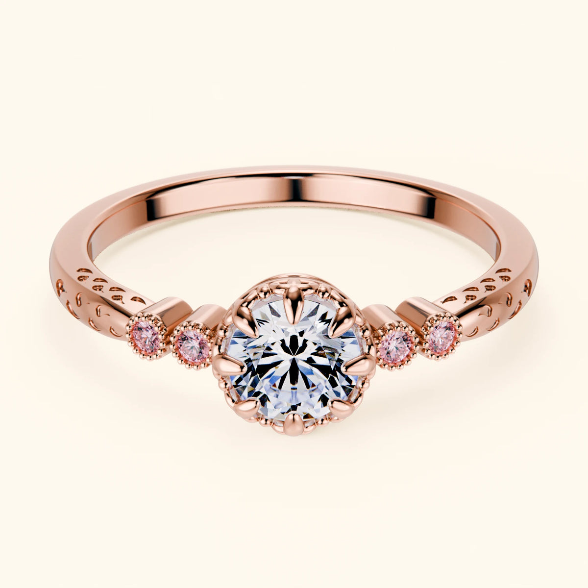 Engagement Ring Clarté - 0.5ct Lab Diamond with Lab Pink Diamond Side Stones
