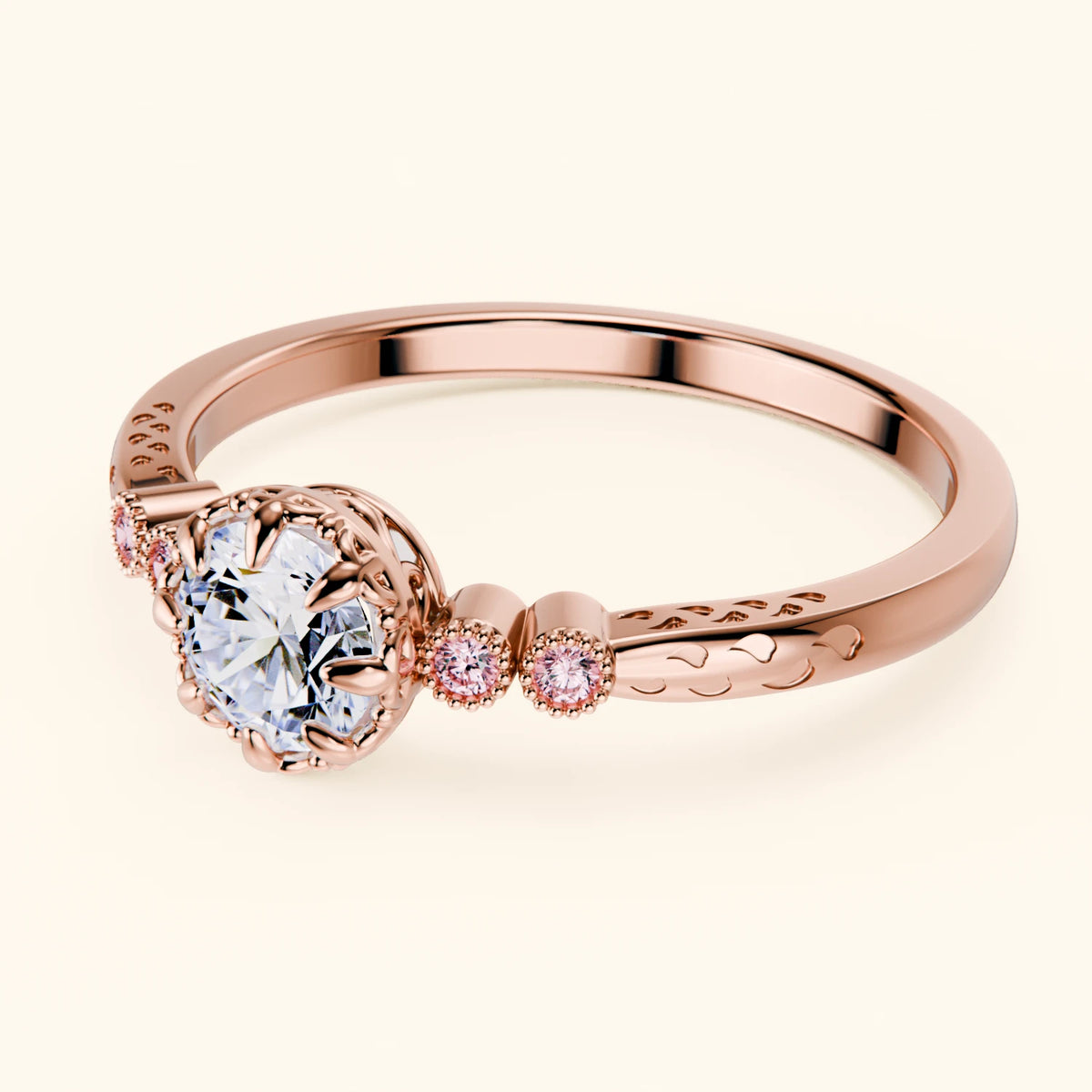 Engagement Ring Clarté - 0.5ct Lab Diamond with Lab Pink Diamond Side Stones