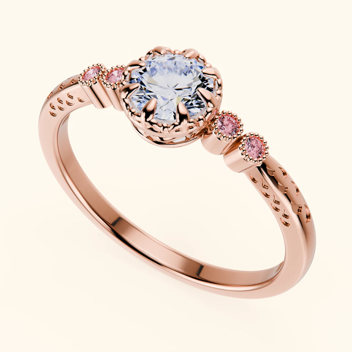 Engagement Ring Clarté - 0.5ct Lab Diamond with Lab Pink Diamond Side Stones