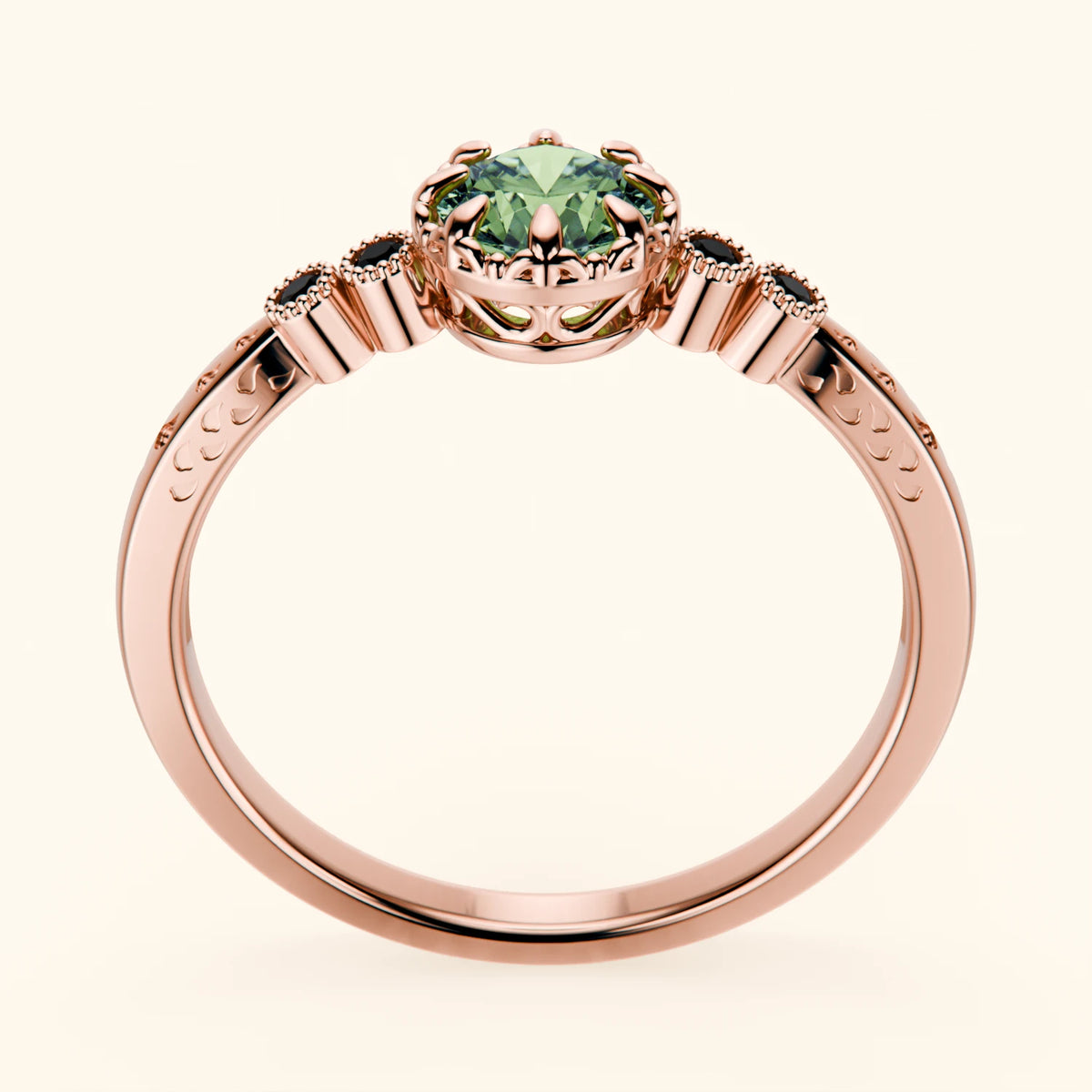 Engagement Ring Clarté - 0.5ct Lab Green Diamond with Black Diamond Side Stones