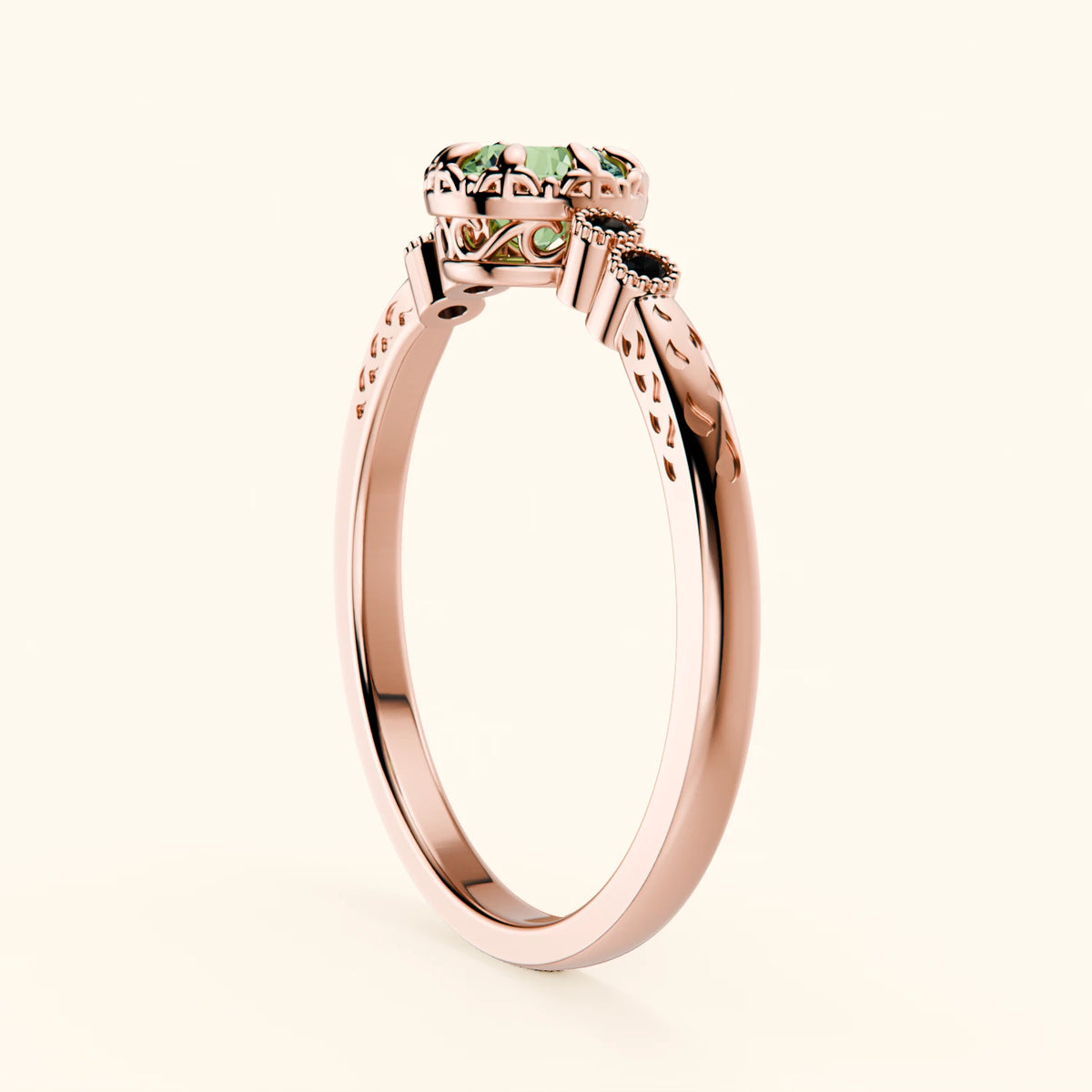 Engagement Ring Clarté - 0.5ct Lab Green Diamond with Black Diamond Side Stones