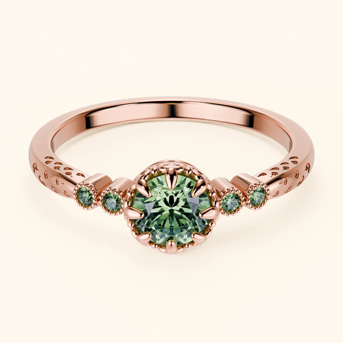 Engagement Ring Clarté - 0.5ct Lab Green Diamond with Lab Green Diamond Side Stones