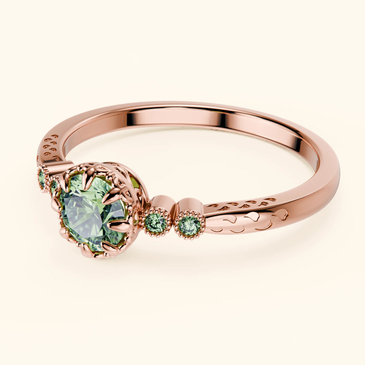Engagement Ring Clarté - 0.5ct Lab Green Diamond with Lab Green Diamond Side Stones