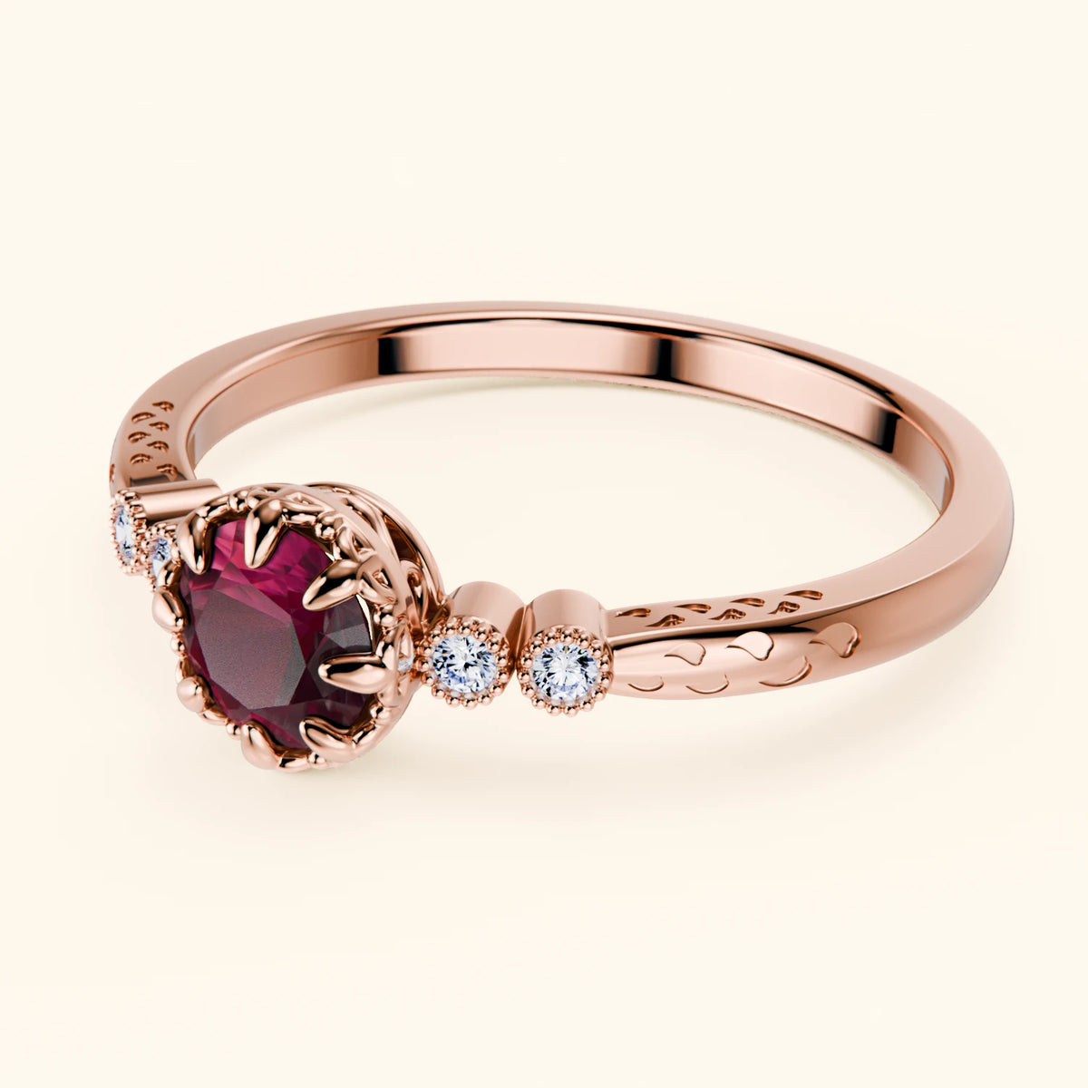 Engagement Ring Clarté - 0.60ct Natural Ruby with Natural Diamond Side Stones