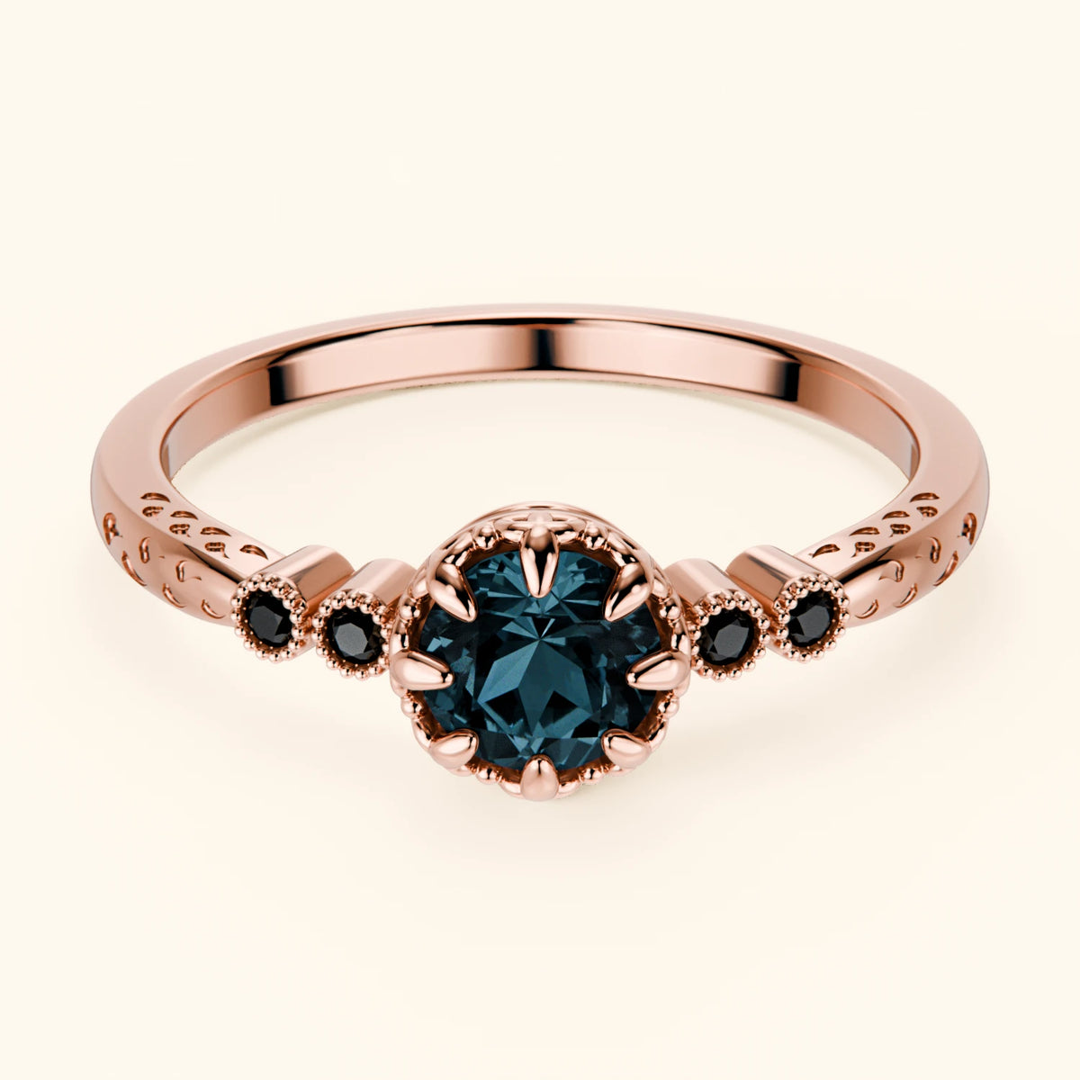 Engagement Ring Clarté - 0.50ct London Blue Topaz with Black Diamond Side Stones