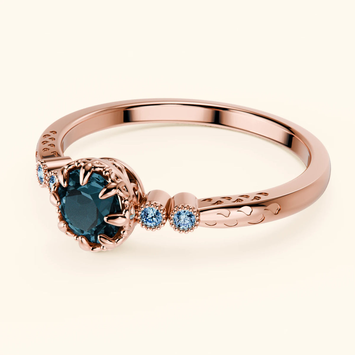 Engagement Ring Clarté - 0.50ct London Blue Topaz with Lab Blue Diamond Side Stones