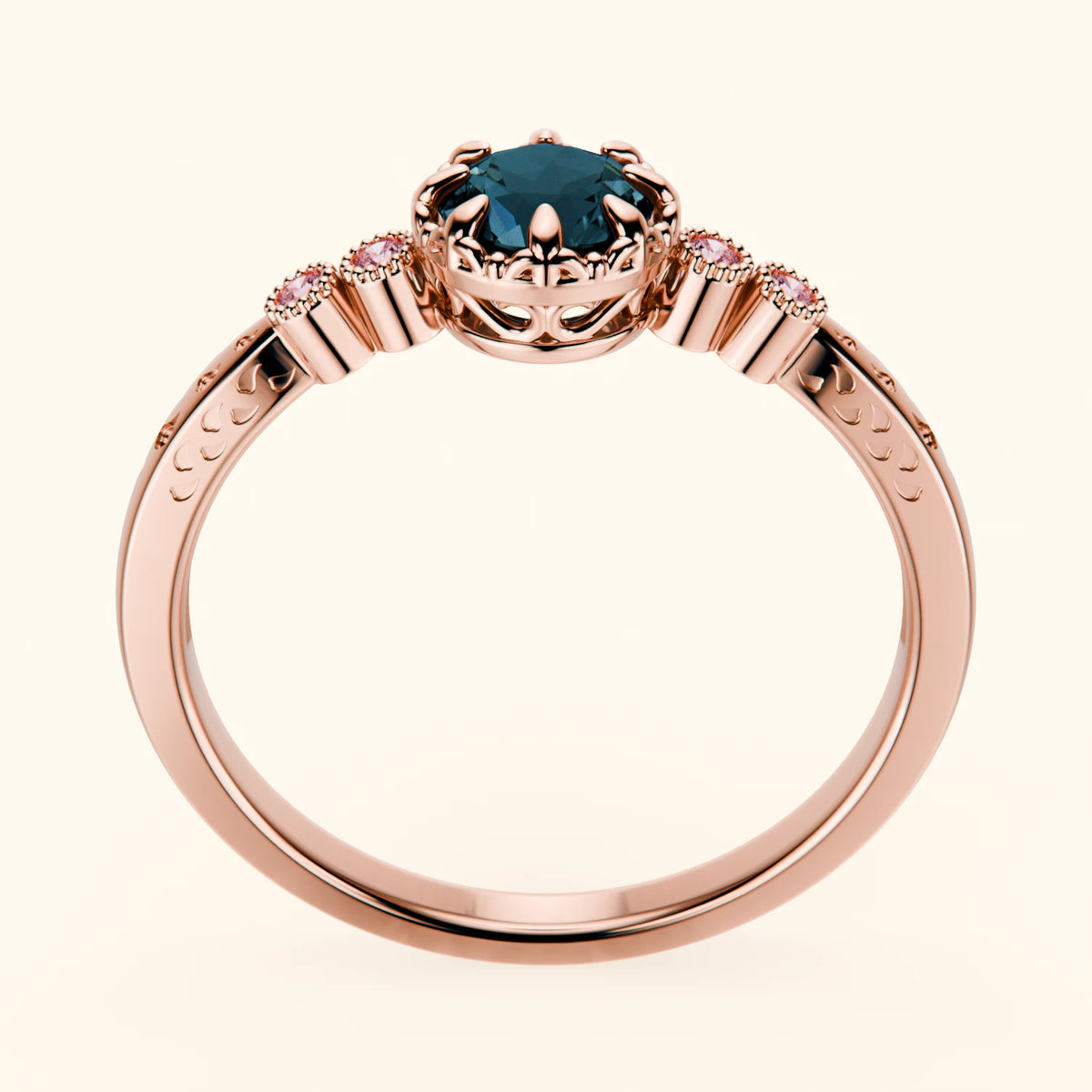 Engagement Ring Clarté - 0.50ct London Blue Topaz with Lab Pink Diamond Side Stones