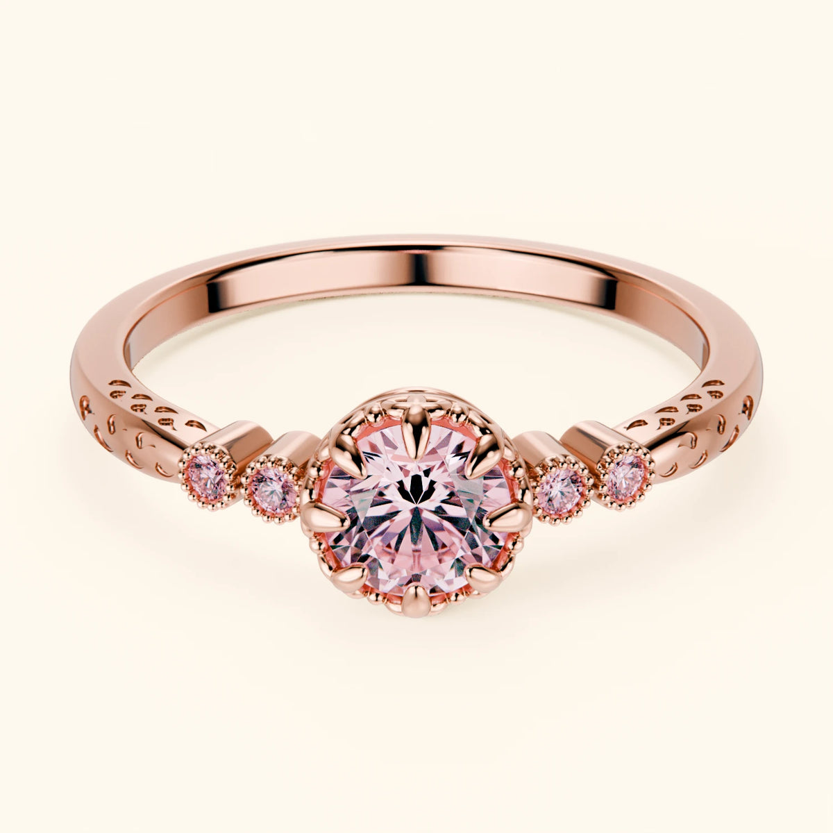 Engagement Ring Clarté - 0.5ct Lab Pink Diamond with Lab Pink Diamond Side Stones