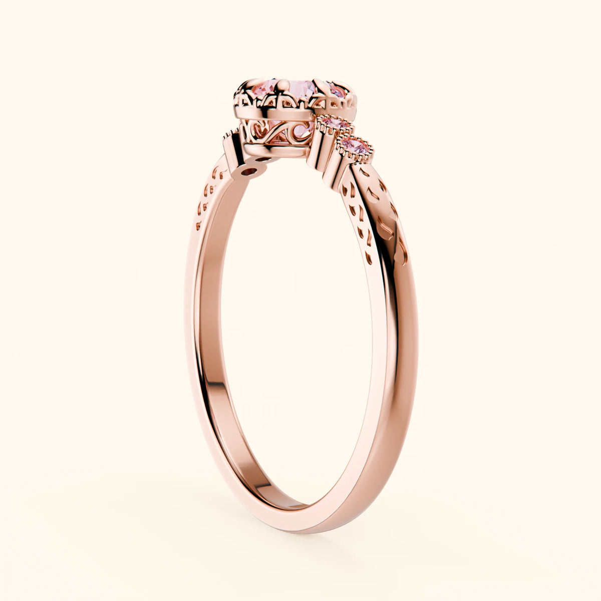 Engagement Ring Clarté - 0.5ct Lab Pink Diamond with Lab Pink Diamond Side Stones