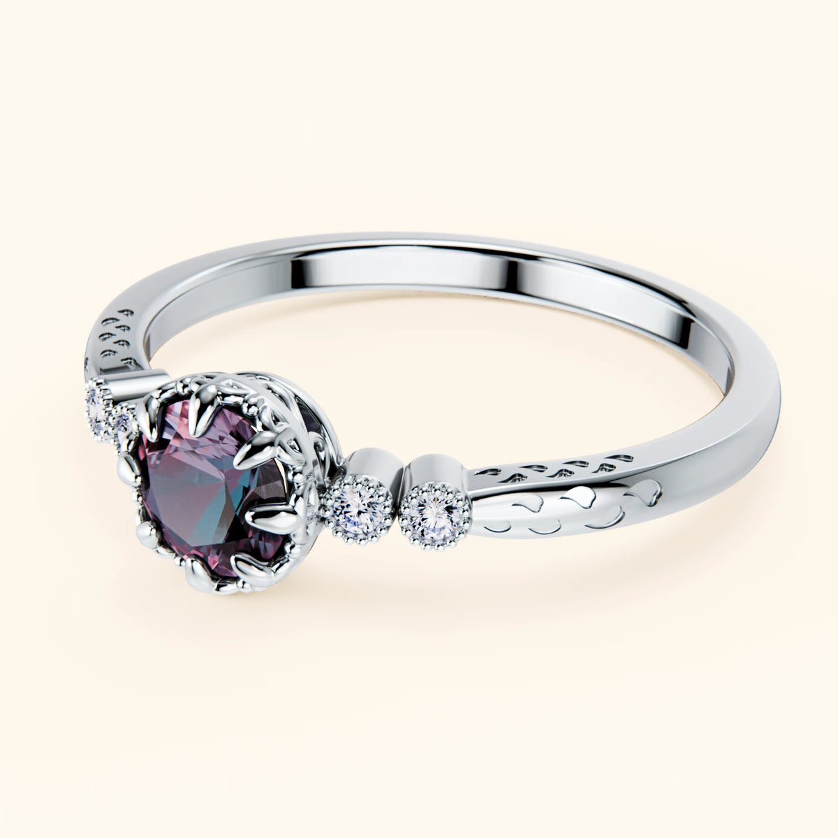 Engagement Ring Clarté - 0.55ct Lab Alexandrite with Lab Diamond Side Stones