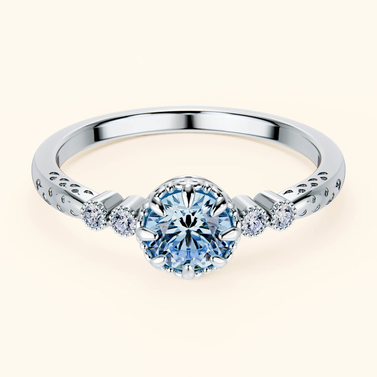 Engagement Ring Clarté - 0.5ct Lab Blue Diamond with Lab Diamond Side Stones