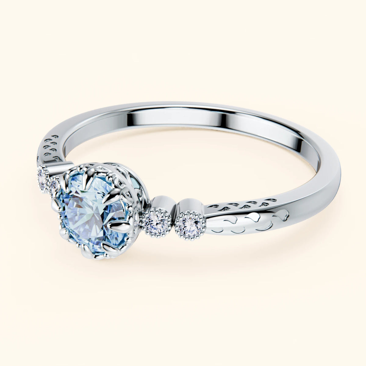 Engagement Ring Clarté - 0.5ct Lab Blue Diamond with Lab Diamond Side Stones