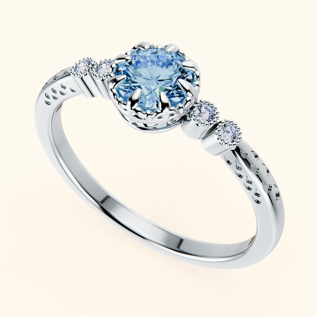 Engagement Ring Clarté - 0.5ct Lab Blue Diamond with Lab Diamond Side Stones