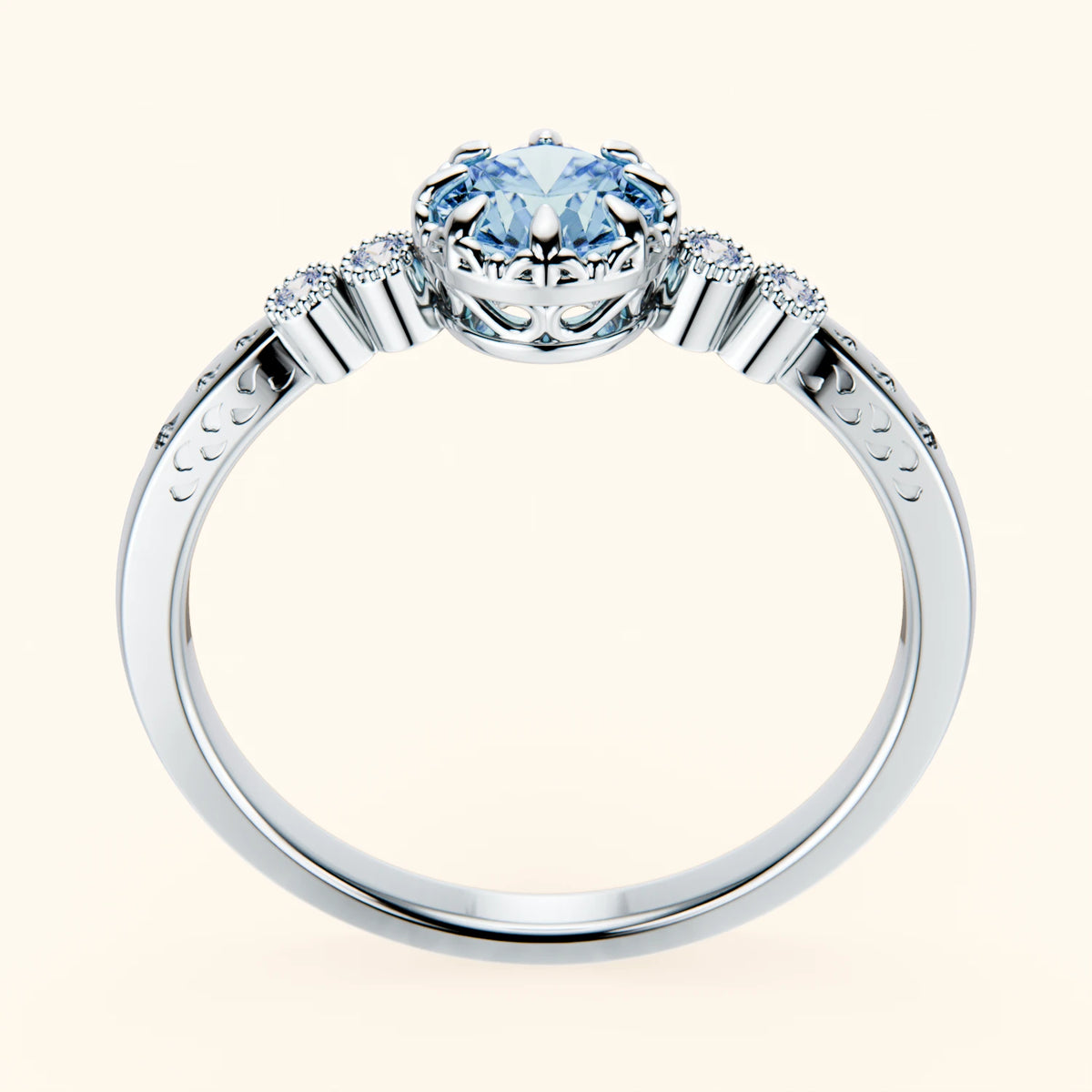 Engagement Ring Clarté - 0.5ct Lab Blue Diamond with Lab Diamond Side Stones