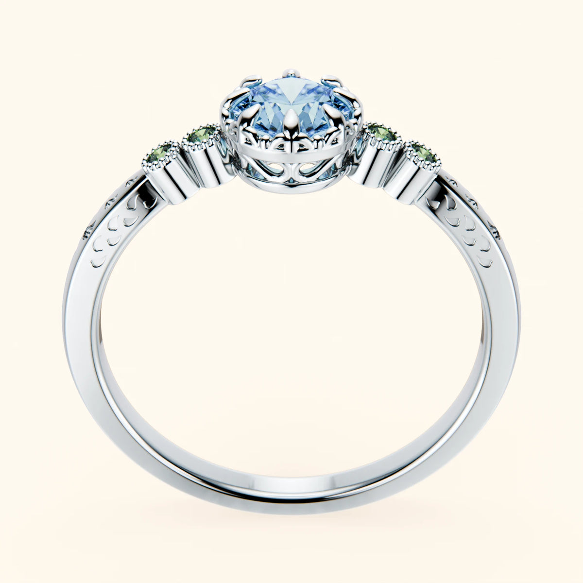 Engagement Ring Clarté - 0.5ct Lab Blue Diamond with Lab Green Diamond Side Stones