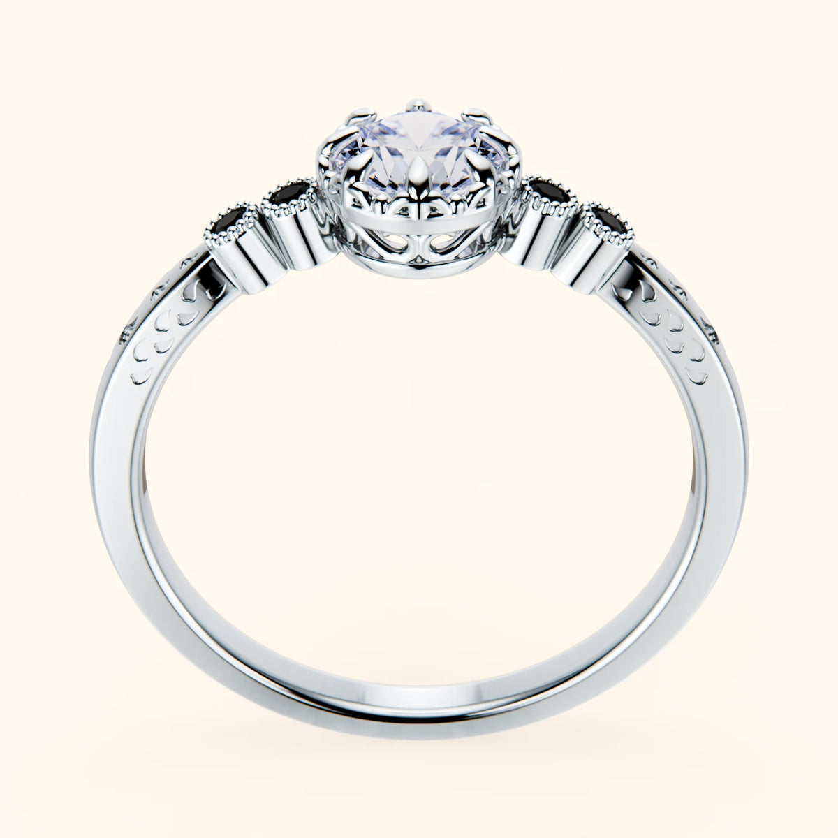 Engagement Ring Clarté - 0.5ct Natural Diamond with Black Diamond Side Stones