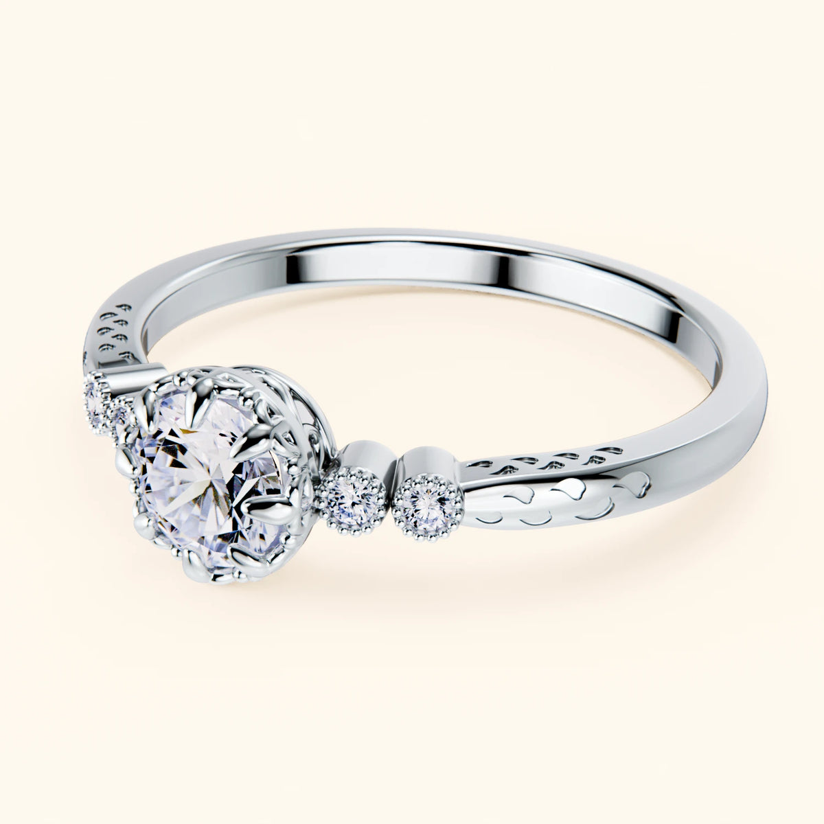 Pierścionek zaręczynowy Clarté – Diament naturalny 0,5 ct, kamienie boczne: diament naturalny