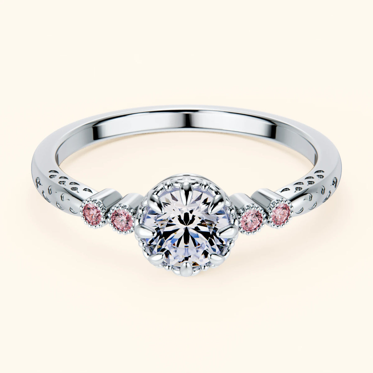 Engagement Ring Clarté - 0.5ct Lab Diamond with Lab Pink Diamond Side Stones