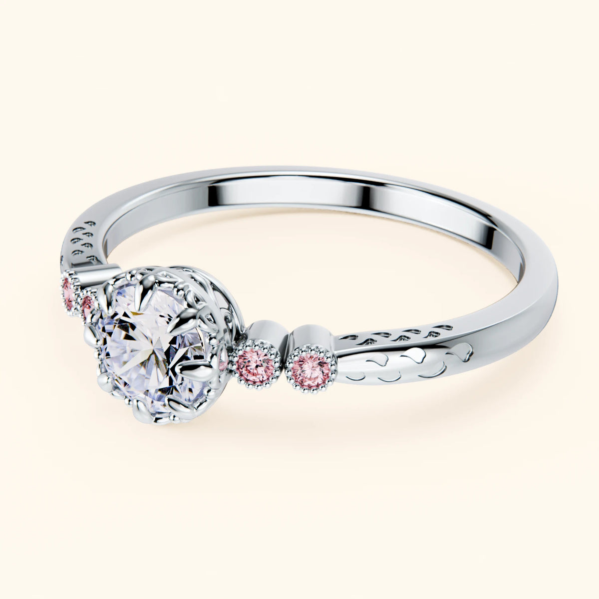 Engagement Ring Clarté - 0.5ct Lab Diamond with Lab Pink Diamond Side Stones
