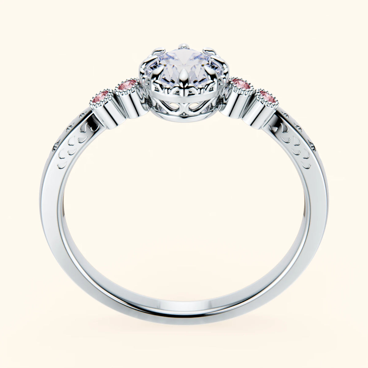 Engagement Ring Clarté - 0.5ct Lab Diamond with Lab Pink Diamond Side Stones
