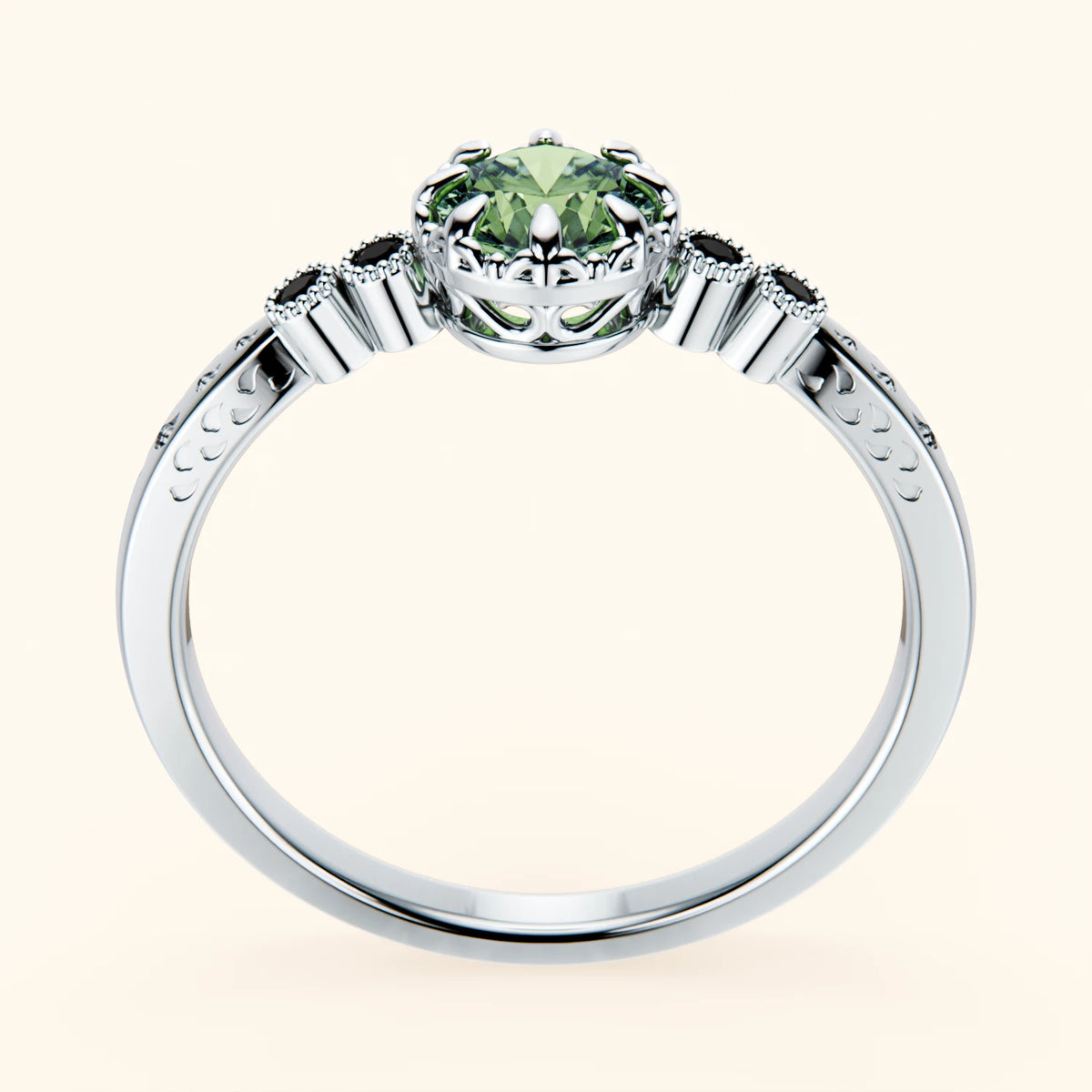 Engagement Ring Clarté - 0.5ct Lab Green Diamond with Black Diamond Side Stones