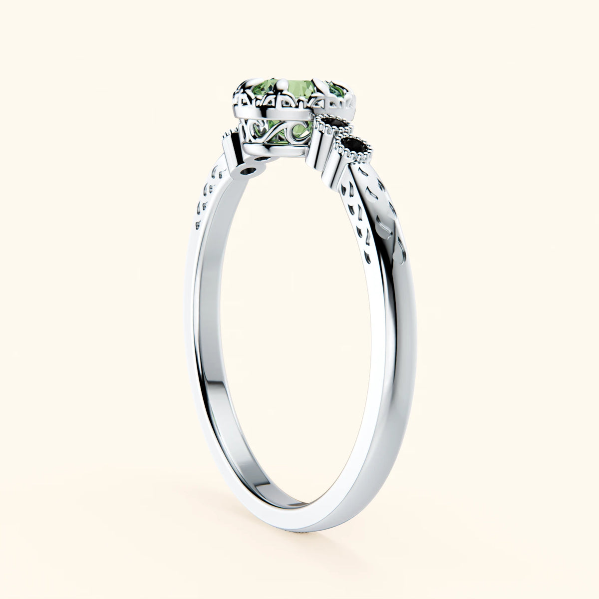 Engagement Ring Clarté - 0.5ct Lab Green Diamond with Black Diamond Side Stones