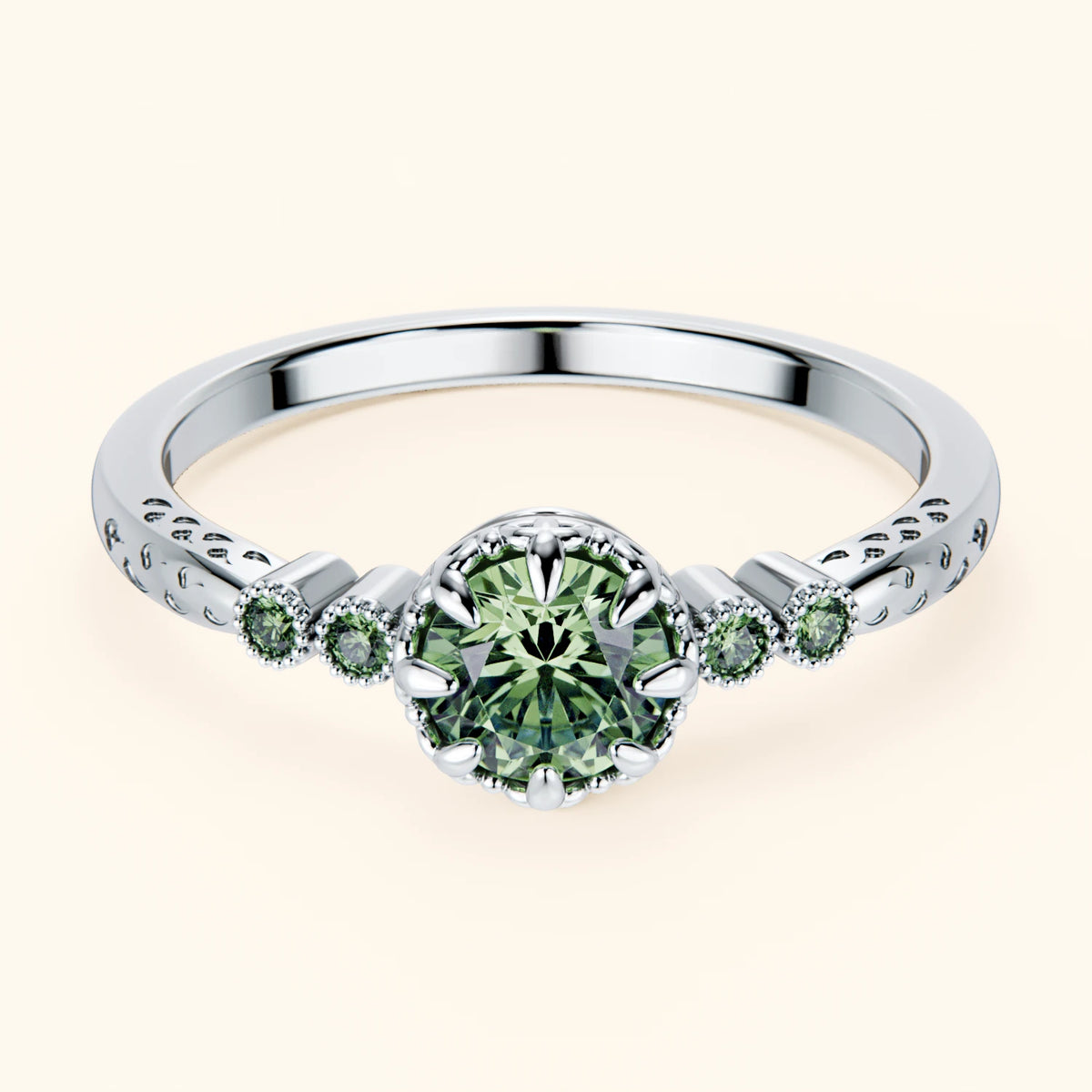 Engagement Ring Clarté - 0.5ct Lab Green Diamond with Lab Green Diamond Side Stones