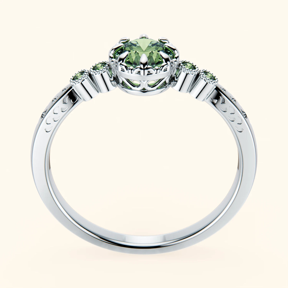 Engagement Ring Clarté - 0.5ct Lab Green Diamond with Lab Green Diamond Side Stones