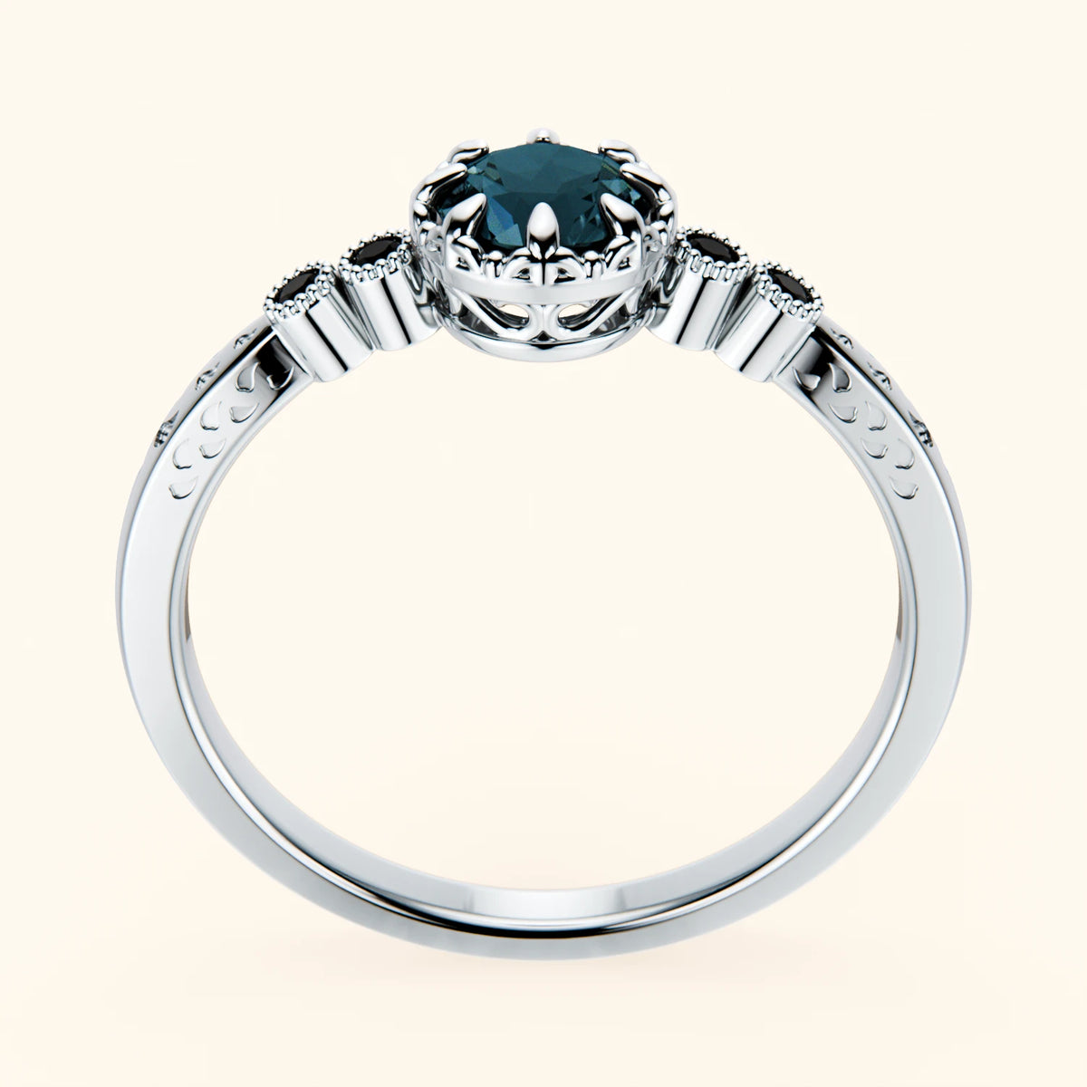 Engagement Ring Clarté - 0.50ct London Blue Topaz with Black Diamond Side Stones