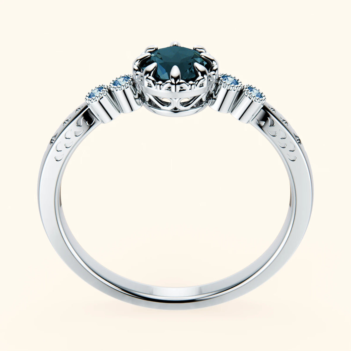 Engagement Ring Clarté - 0.50ct London Blue Topaz with Lab Blue Diamond Side Stones
