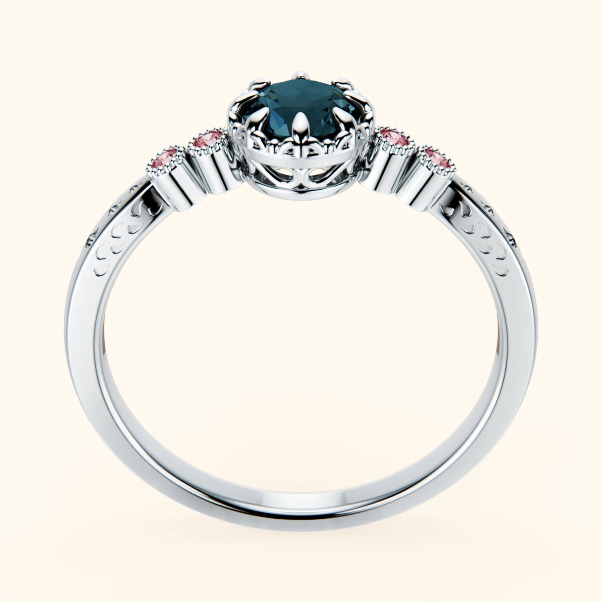 Engagement Ring Clarté - 0.50ct London Blue Topaz with Lab Pink Diamond Side Stones