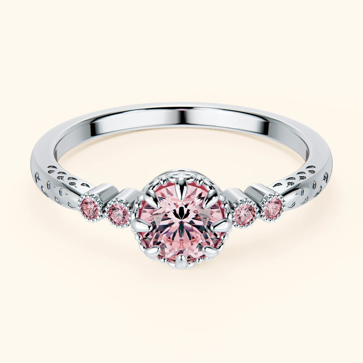 Engagement Ring Clarté - 0.5ct Lab Pink Diamond with Lab Pink Diamond Side Stones