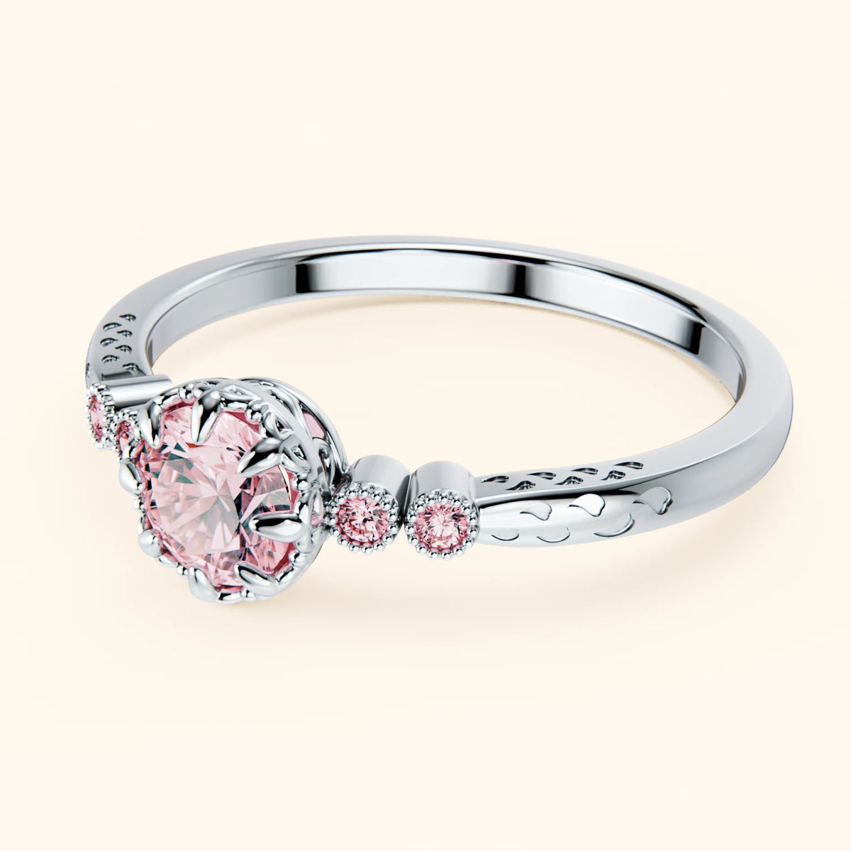 Engagement Ring Clarté - 0.5ct Lab Pink Diamond with Lab Pink Diamond Side Stones