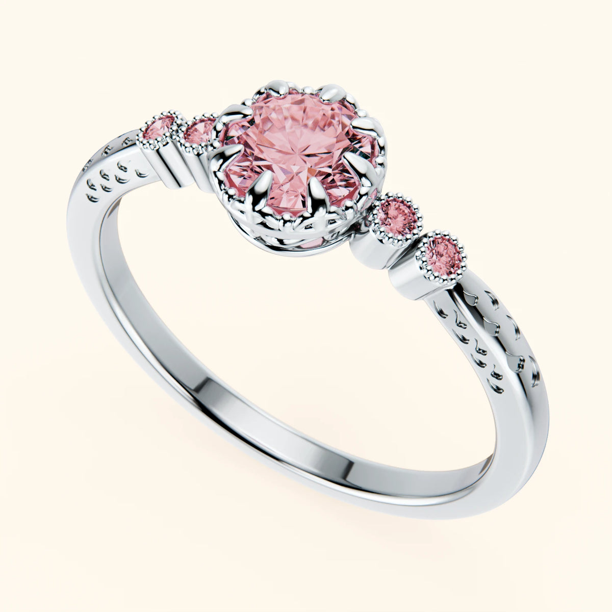 Engagement Ring Clarté - 0.5ct Lab Pink Diamond with Lab Pink Diamond Side Stones