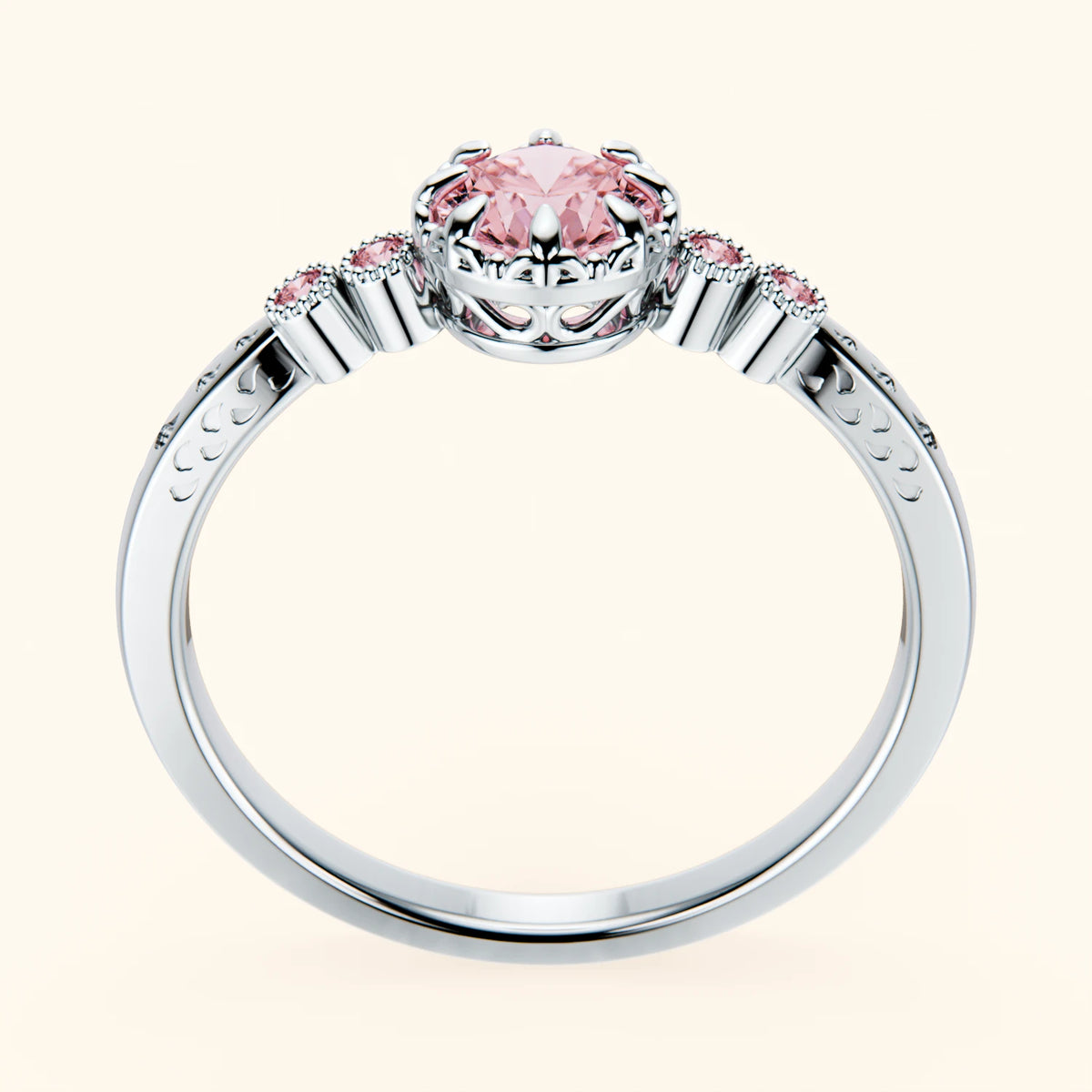 Engagement Ring Clarté - 0.5ct Lab Pink Diamond with Lab Pink Diamond Side Stones