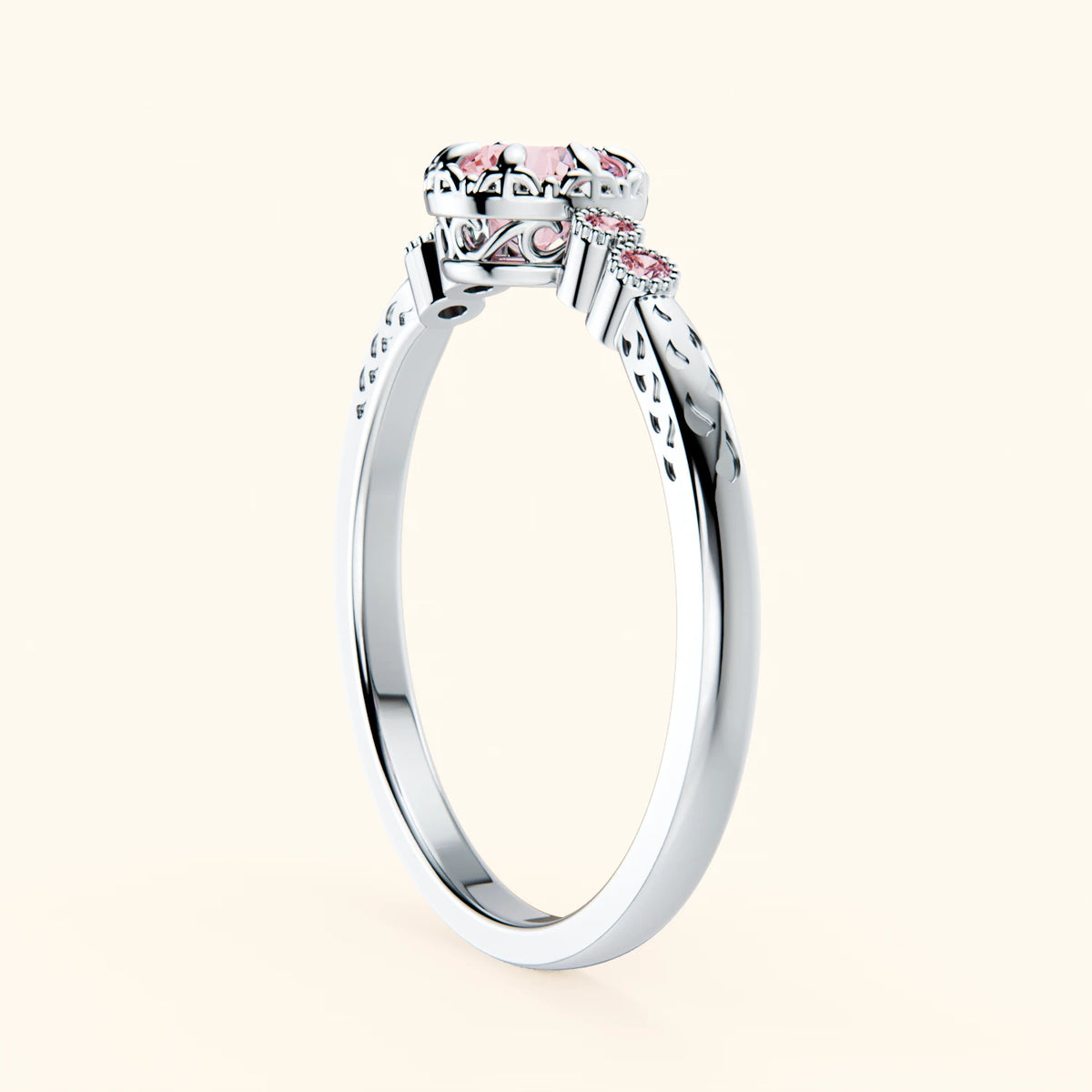 Engagement Ring Clarté - 0.5ct Lab Pink Diamond with Lab Pink Diamond Side Stones