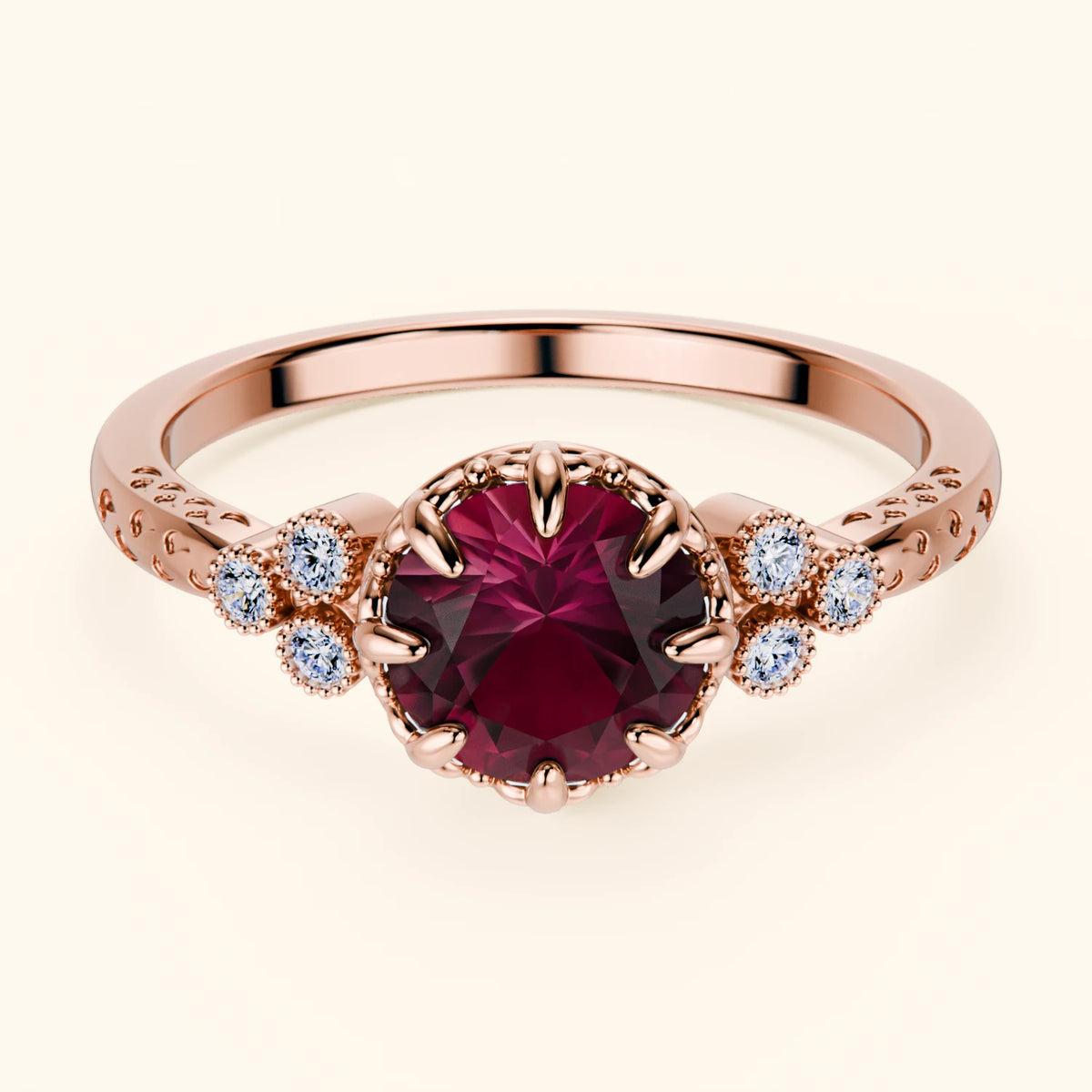 Engagement Ring Clarté - 1.10ct Lab Ruby with Natural Diamond Side Stones