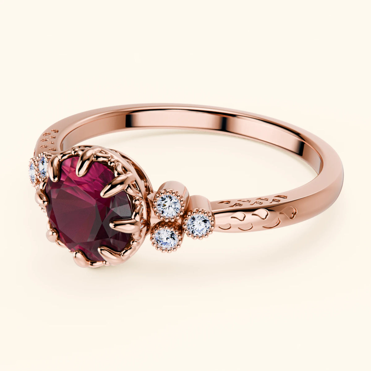 Engagement Ring Clarté - 1.10ct Lab Ruby with Natural Diamond Side Stones
