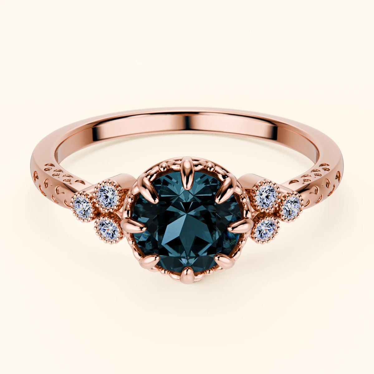 Pierścionek zaręczynowy Clarté – Topaz London Blue 0,85 ct, kamienie boczne: diament naturalny