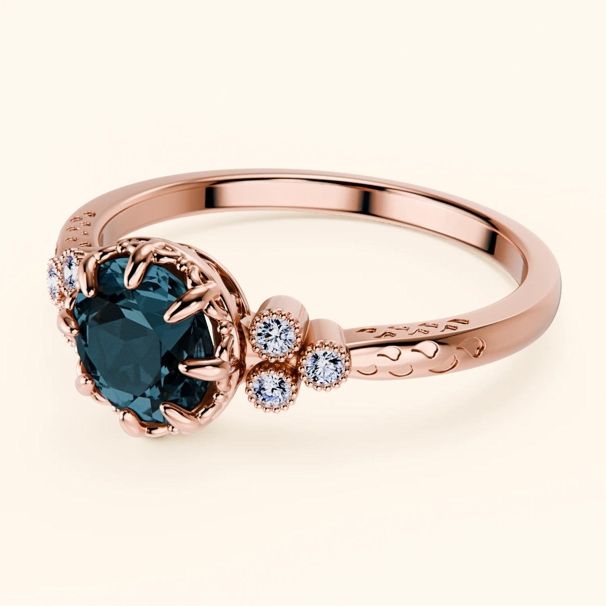 Pierścionek zaręczynowy Clarté – Topaz London Blue 0,85 ct, kamienie boczne: diament naturalny