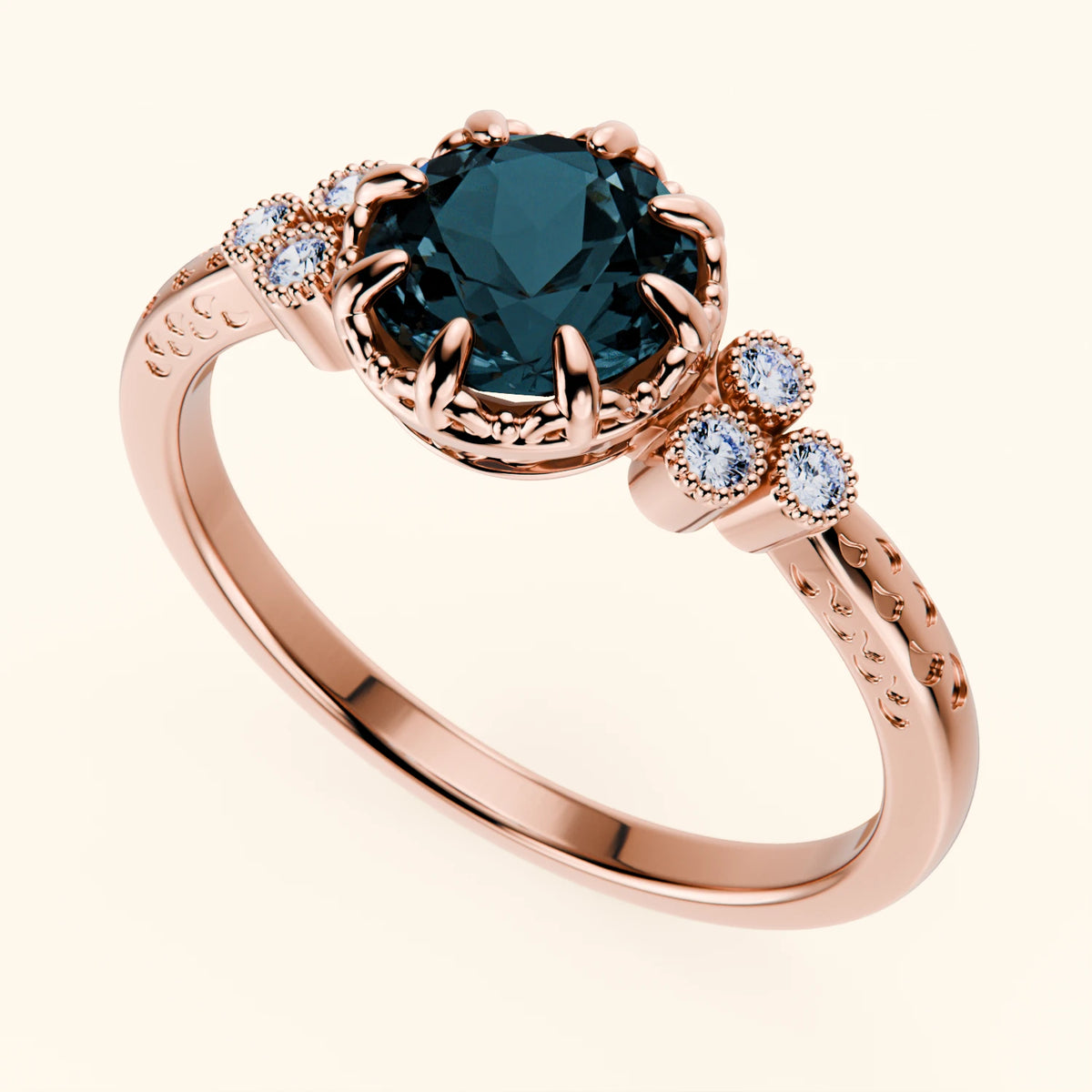 Pierścionek zaręczynowy Clarté – Topaz London Blue 0,85 ct, kamienie boczne: diament naturalny